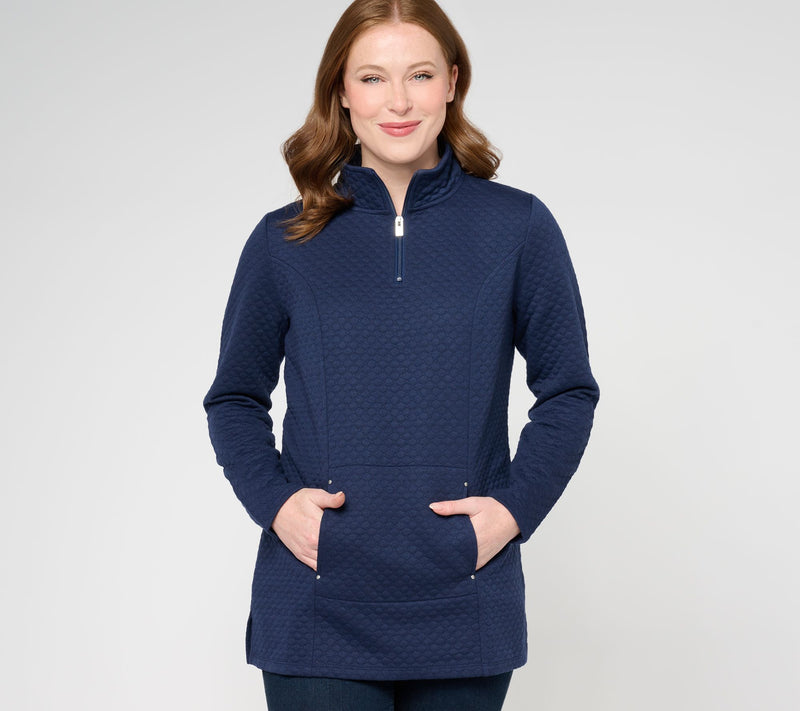 Sport Savvy Knit Jacquard Long Sleeve Quarter Zip Tunic — View 7
