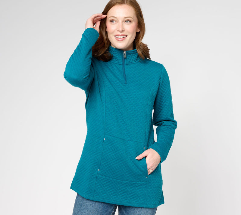 Sport Savvy Knit Jacquard Long Sleeve Quarter Zip Tunic — Main view