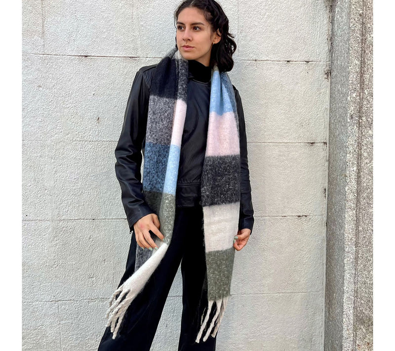 Sprigs 93X14" Oversized Check Fringe Scarf — View 17