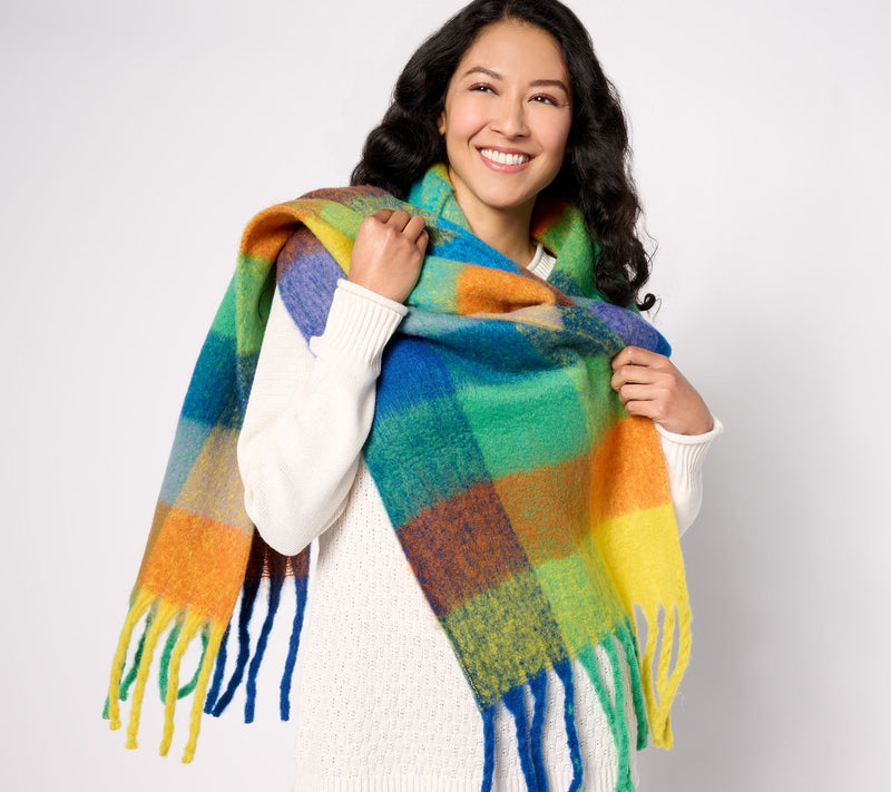 Sprigs 93X14" Oversized Check Fringe Scarf — View 11