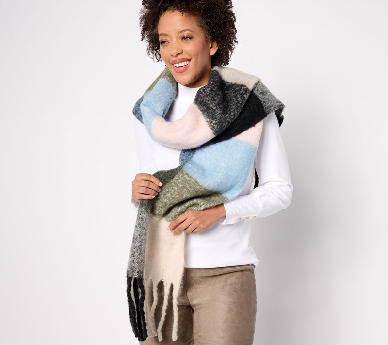 Sprigs 93X14" Oversized Check Fringe Scarf — View 13
