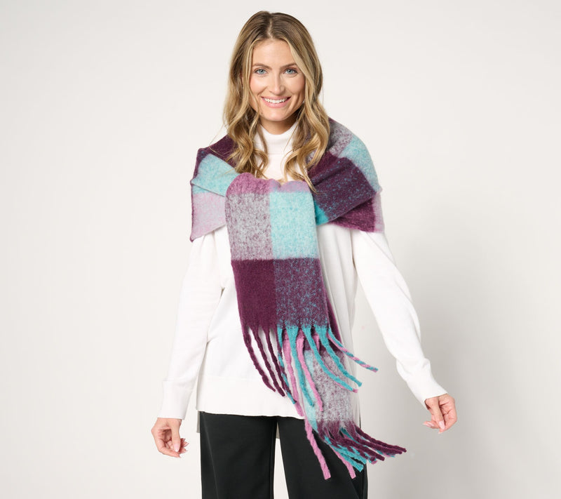 Sprigs 93X14" Oversized Check Fringe Scarf — View 7