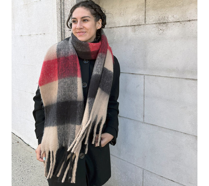 Sprigs 93X14" Oversized Check Fringe Scarf — View 19