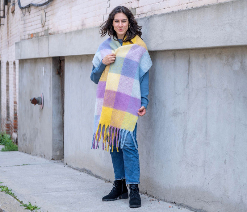 Sprigs 93X14" Oversized Check Fringe Scarf — View 18