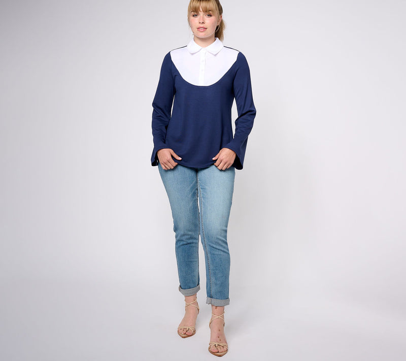 Women with Control Finespun Jersey Yolk Front Tunic — View 3