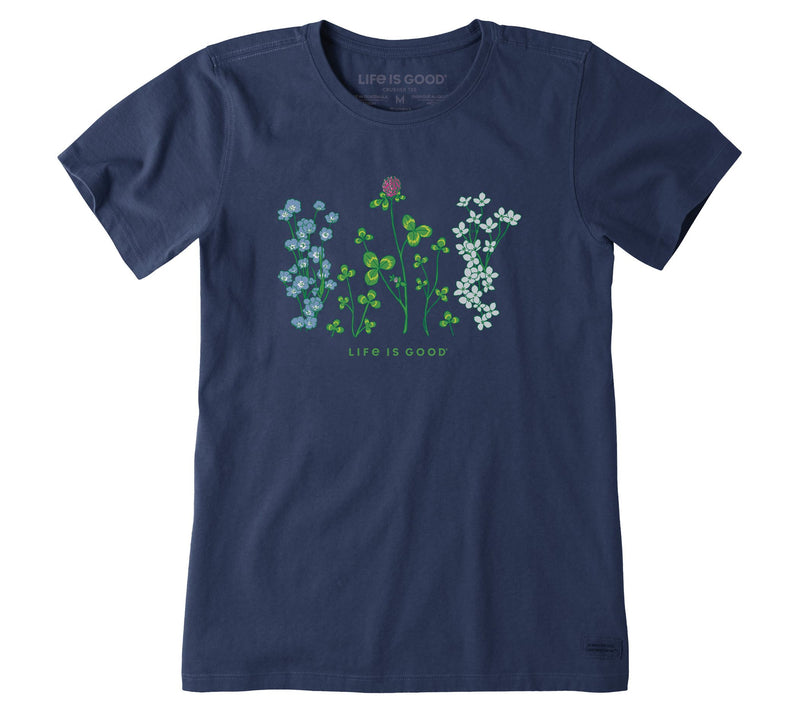 Life is Good Womens Detailed Clovers and Wildflwe Crusher Tee — Main view
