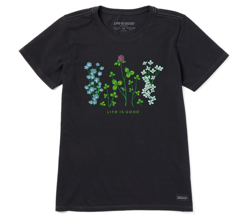 Life is Good Womens Detailed Clovers and Wildflwe Crusher Tee — View 5