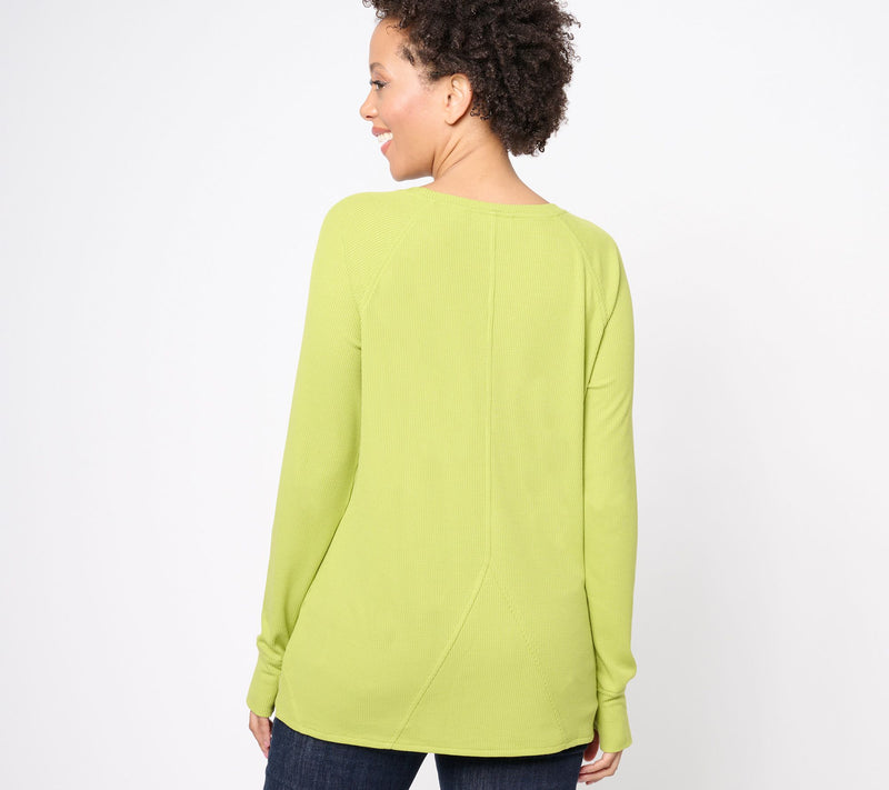 Belle by Kim Gravel Silky Waffle Ballet Neck Seamed Top — View 2