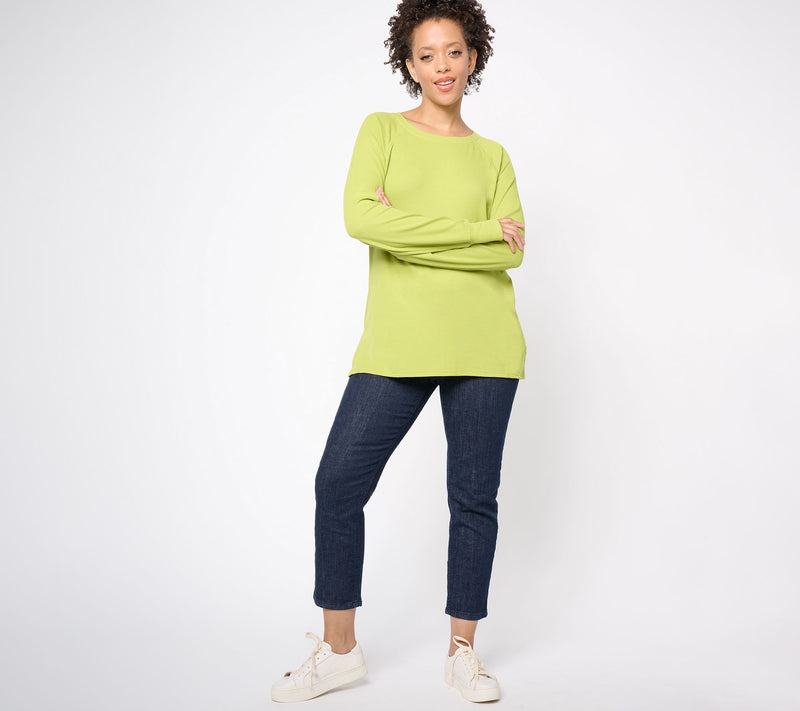 Belle by Kim Gravel Silky Waffle Ballet Neck Seamed Top — View 3