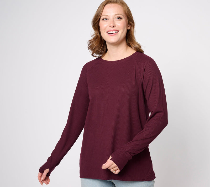 Belle by Kim Gravel Silky Waffle Ballet Neck Seamed Top — View 17
