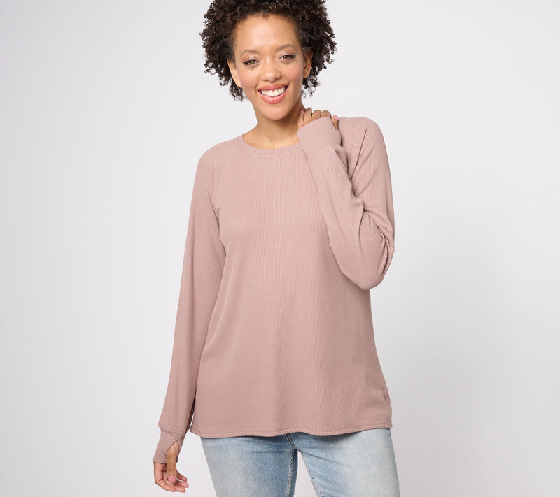 Belle by Kim Gravel Silky Waffle Ballet Neck Seamed Top — View 18