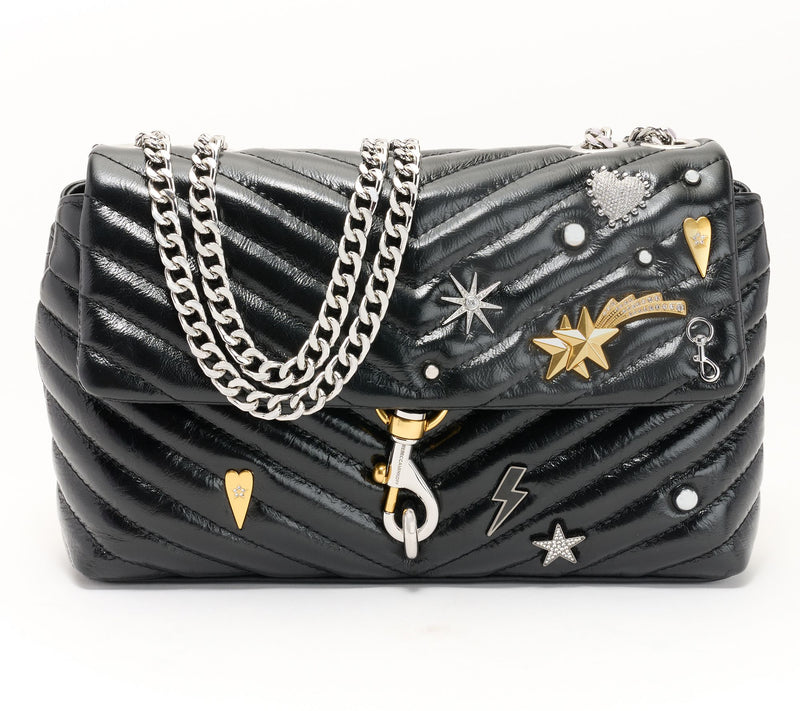 Rebecca Minkoff Medium Leather Crossbody with Celestial Studs — View 3
