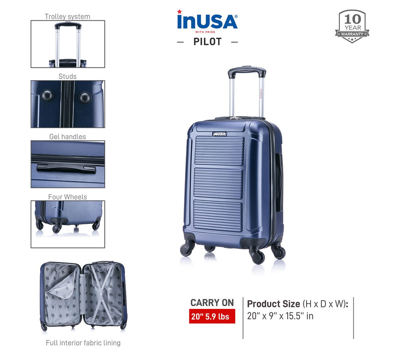 InUSA Pilot 20" Lightweight Hardside Spinner Carry-On — View 14
