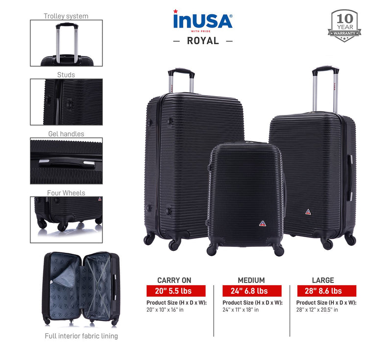 InUSA Royal 20"/24"/28"  3- Pc Luggage Set — View 11
