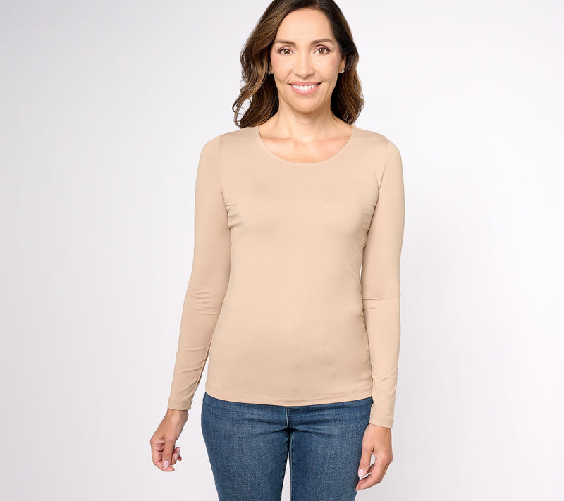 Susan Graver Smoothing Essentials Jersey Ballet Neck Top — View 3