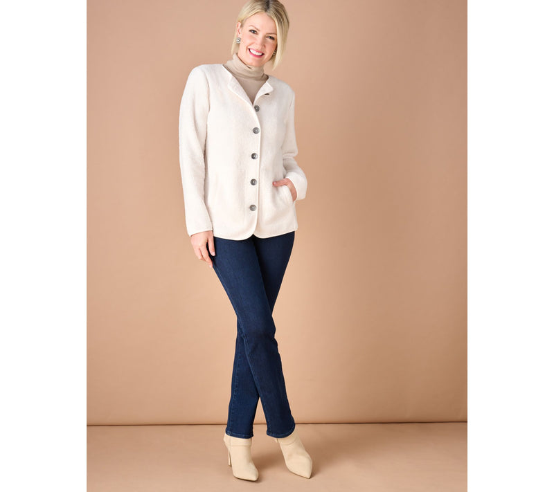 Susan Graver Weekend Knit Boucle Collarless Jacket — View 18