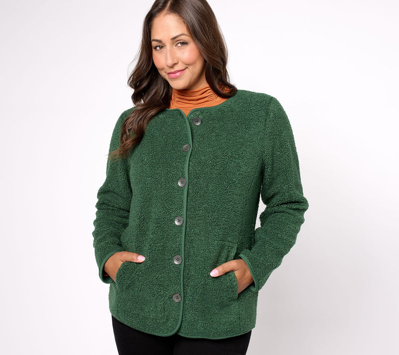 Susan Graver Weekend Knit Boucle Collarless Jacket — View 5