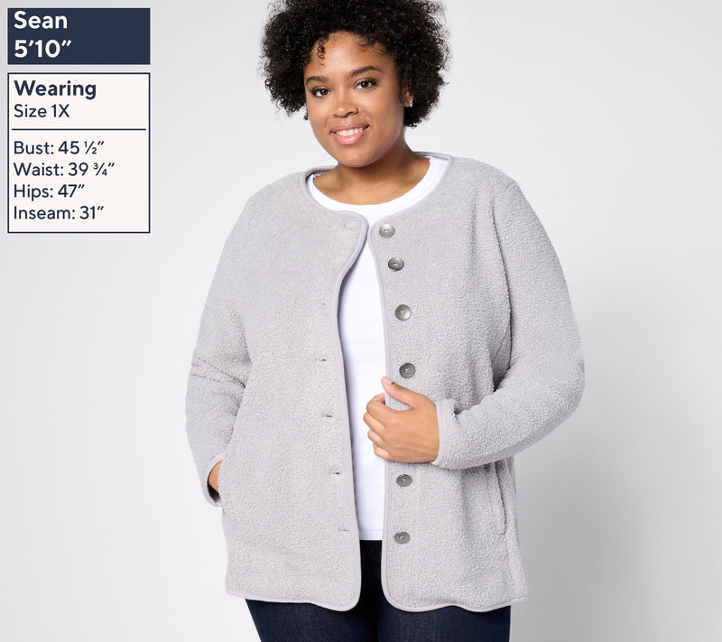 Susan Graver Weekend Knit Boucle Collarless Jacket — View 14