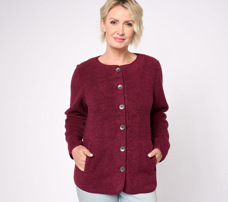 Susan Graver Weekend Knit Boucle Collarless Jacket — View 11