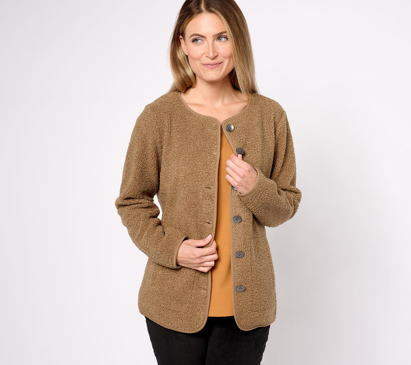 Susan Graver Weekend Knit Boucle Collarless Jacket — View 7
