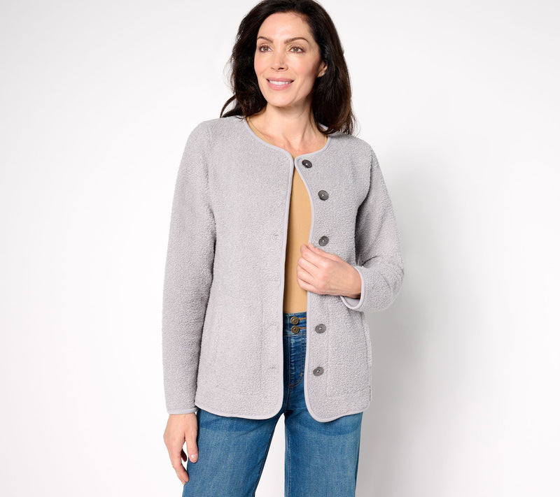 Susan Graver Weekend Knit Boucle Collarless Jacket — View 21