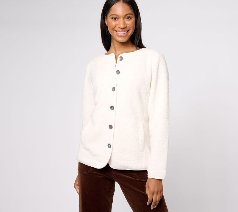 Susan Graver Weekend Knit Boucle Collarless Jacket — View 3