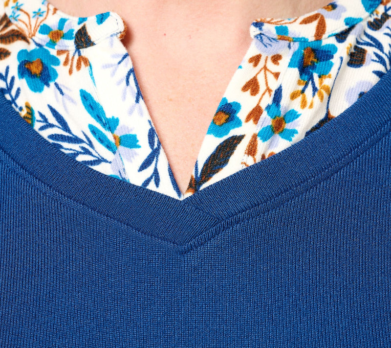 Denim & Co. Printed Floral Heavenly Jersey 2Fer Long Sleeve Top — View 12