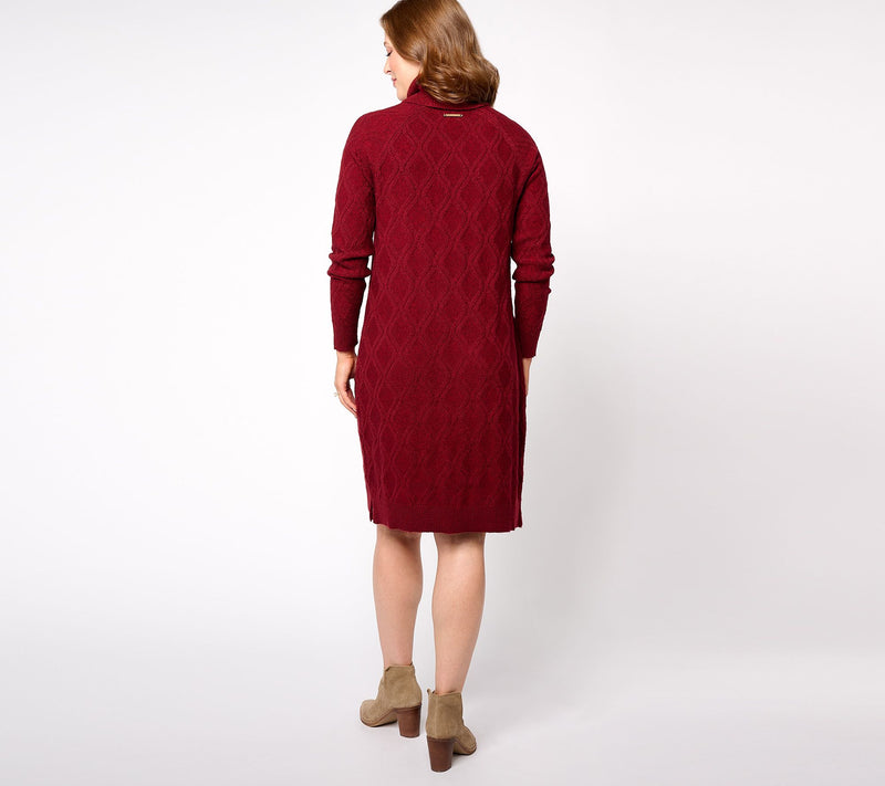 Denim & Co. Heritage Petite Cable Knit Sweater Dress — View 8