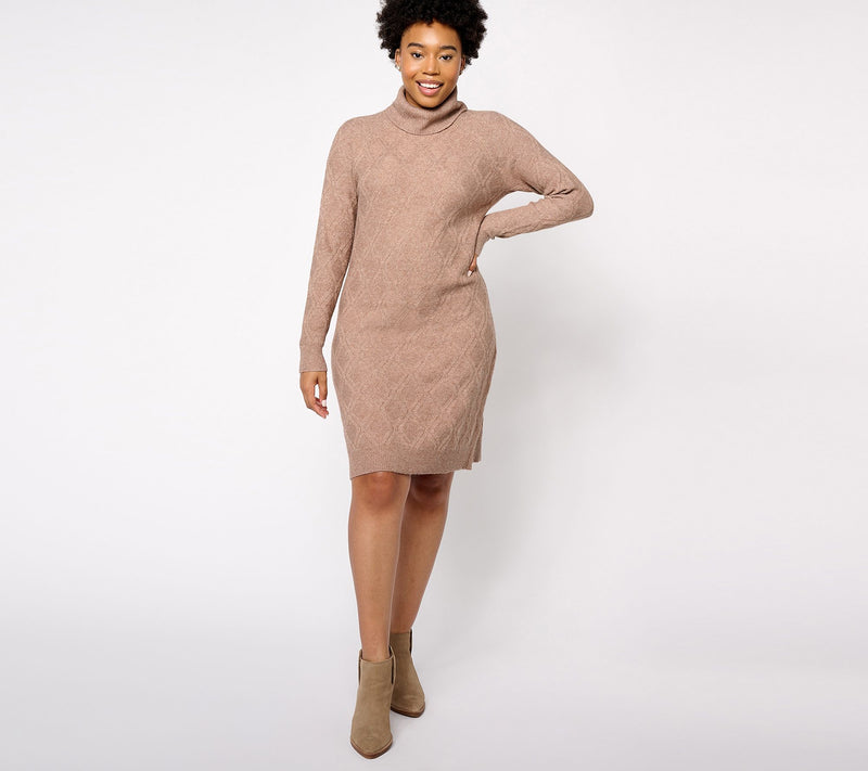 Denim & Co. Heritage Petite Cable Knit Sweater Dress — View 3