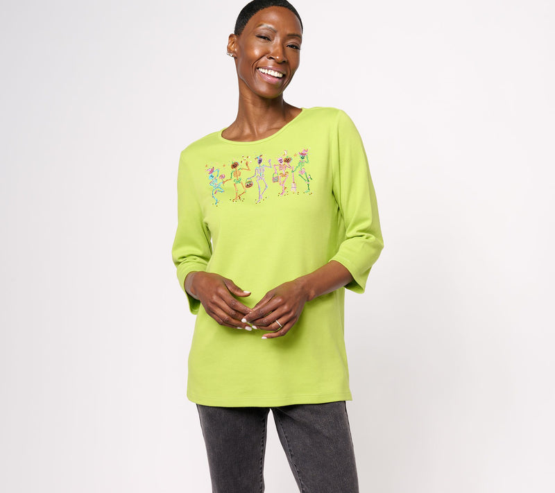 Quacker Factory Halloween Party 3/4 Sleeve Top — Main view