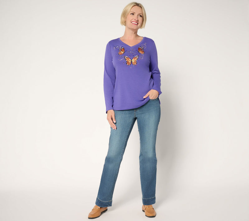 Quacker Factory Fall Bling Thing Long Sleeve Top — View 9