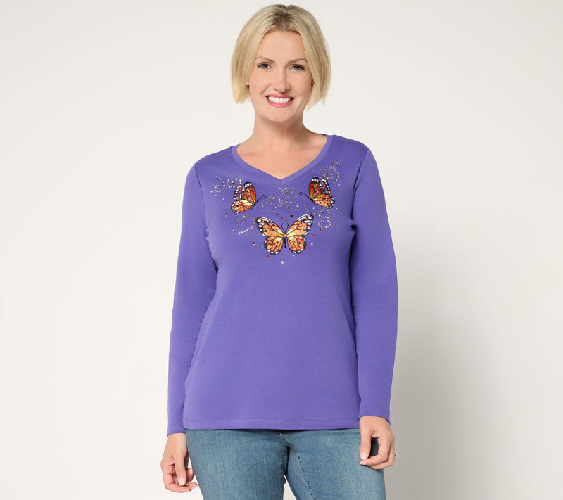 Quacker Factory Fall Bling Thing Long Sleeve Top — Main view
