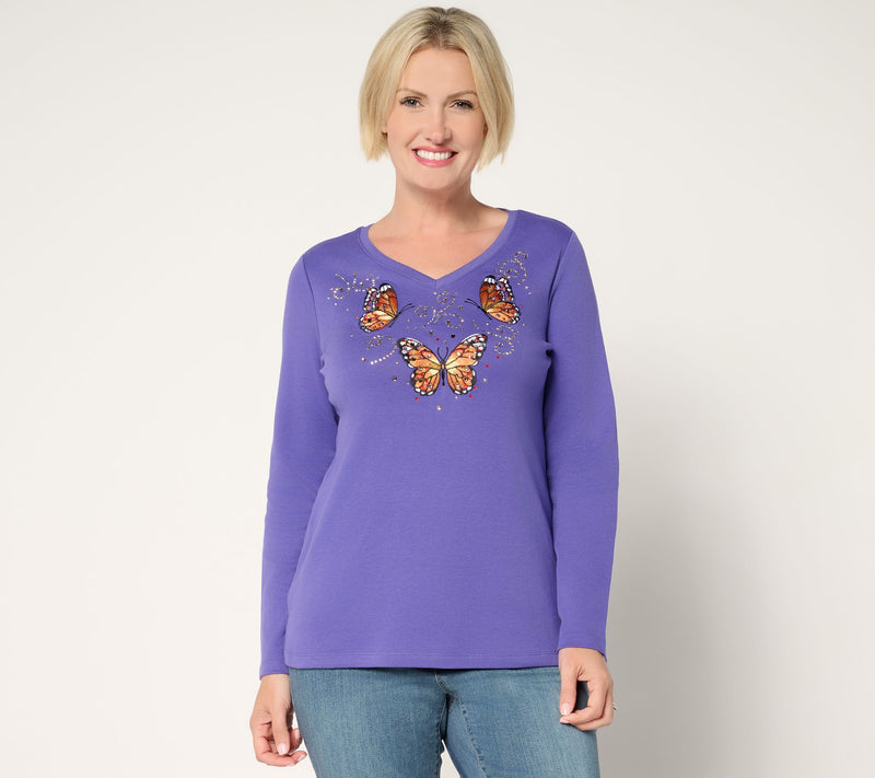 Quacker Factory Fall Bling Thing Long Sleeve Top — View 14