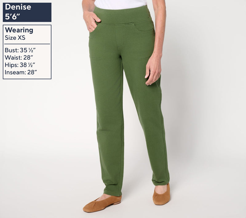 Quacker Factory DreamJeanne Short Flat Waistband Straight Leg — View 11