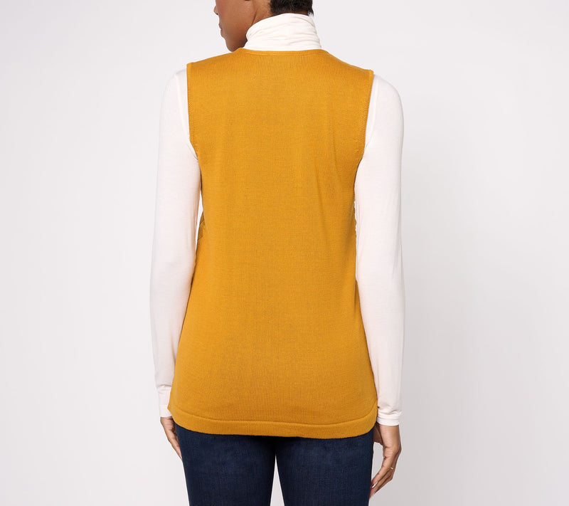 Denim & Co. Heritage Quilted Sweater Snap-Front Tunic Vest — View 4