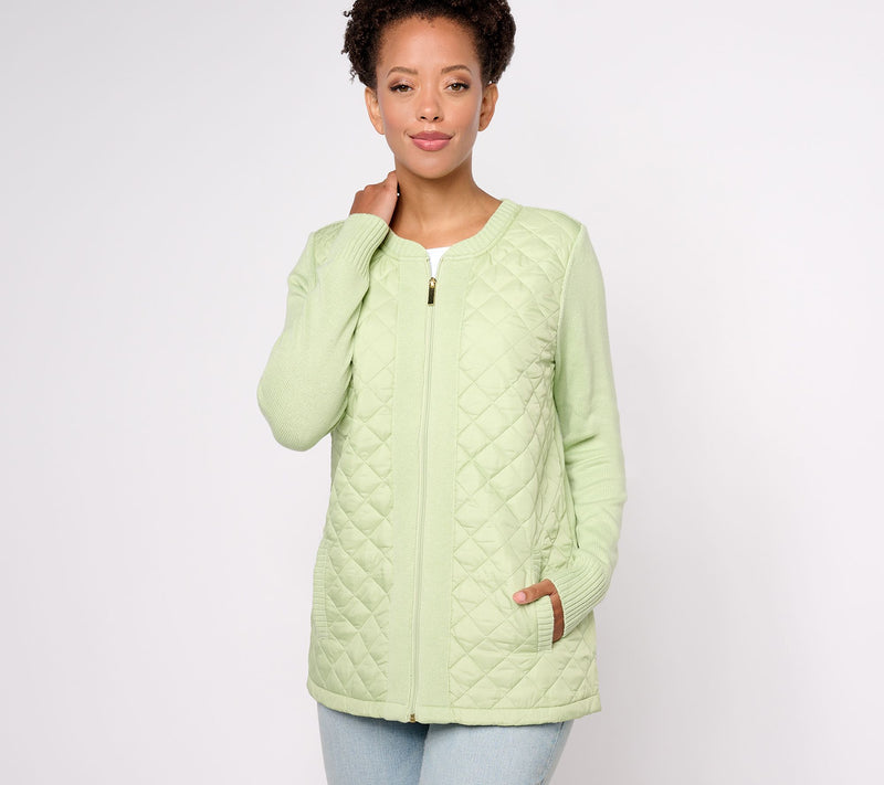 Denim & Co. Heritage Quilted Zip Front Sweater Jacket — View 3