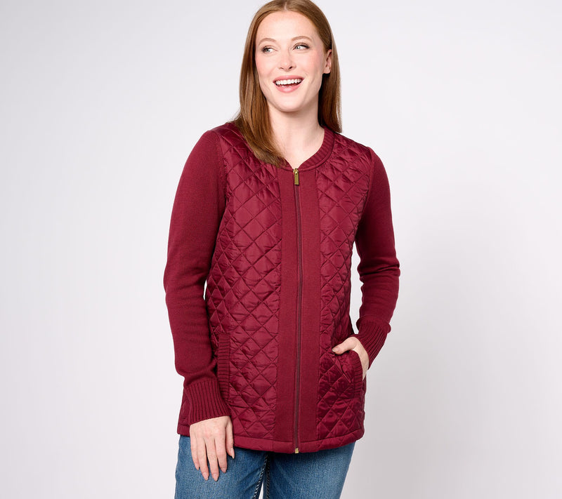 Denim & Co. Heritage Quilted Zip Front Sweater Jacket — View 9