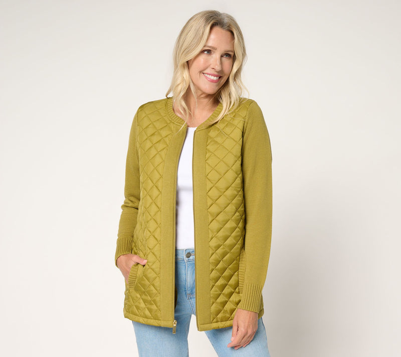 Denim & Co. Heritage Quilted Zip Front Sweater Jacket — View 22