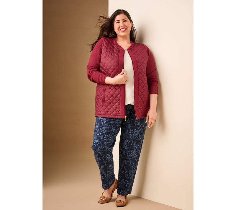 Denim & Co. Heritage Quilted Zip Front Sweater Jacket — View 17