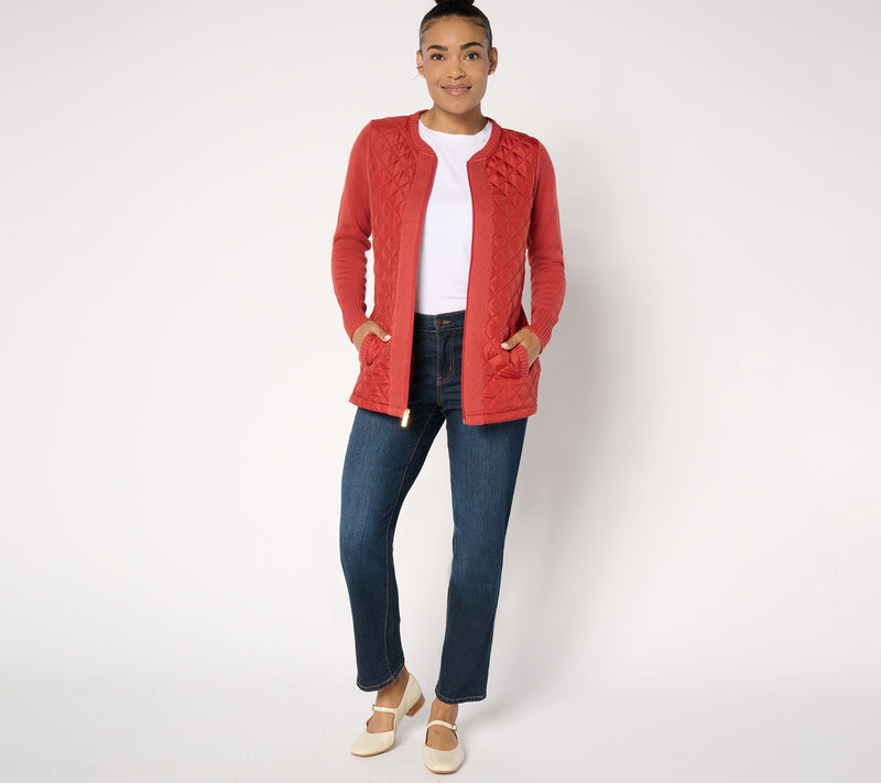 Denim & Co. Heritage Quilted Zip Front Sweater Jacket — View 14