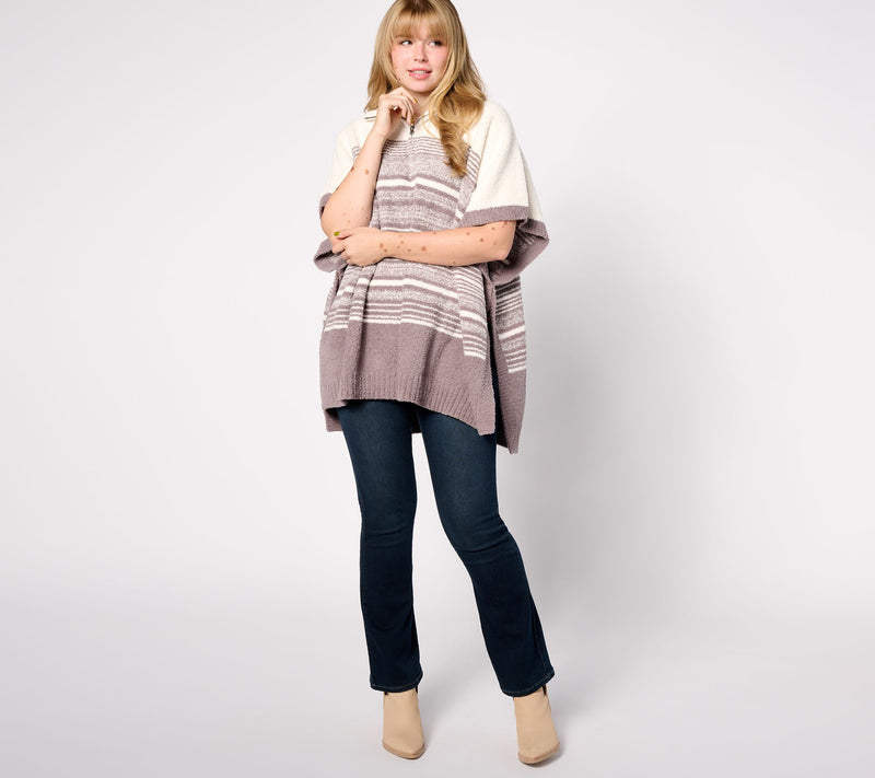 Barefoot Dreams CozyChic Striped Poncho — View 3