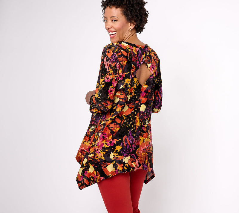 Attitudes by Renee Printed Jacquard Diamond Back Tunic — View 9