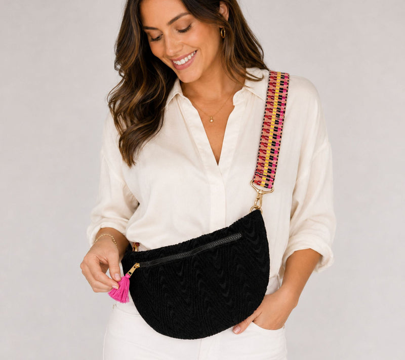 Sprigs Textured Terrycloth Handbag w/AdjustablePrinted Strap — View 8