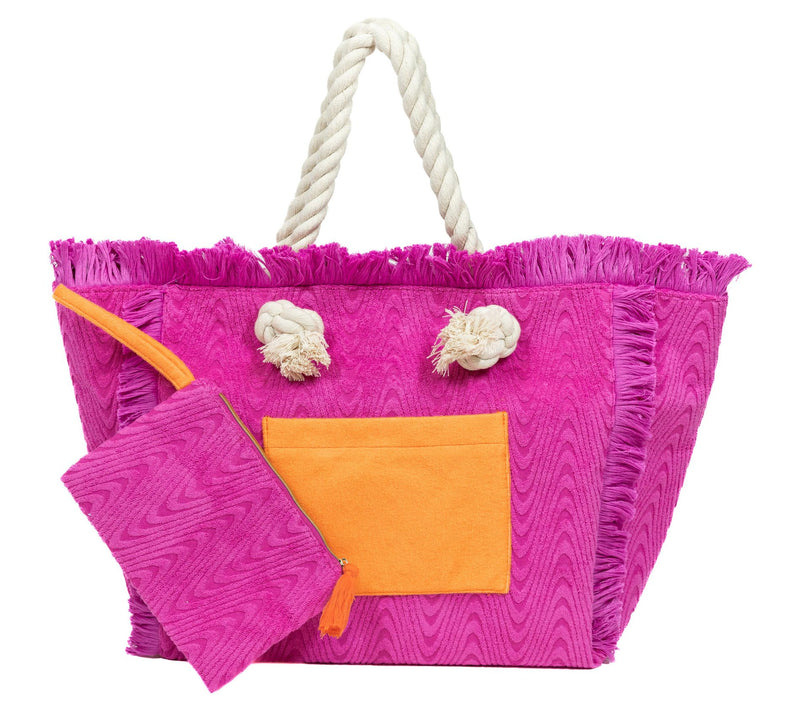Sprigs Saint Tropez Textured Terrycloth Tote w/ Cosmetic Pouch — View 7
