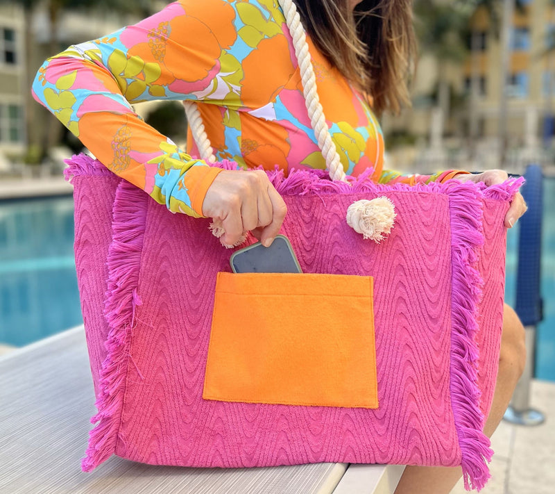 Sprigs Saint Tropez Textured Terrycloth Tote w/ Cosmetic Pouch — View 11