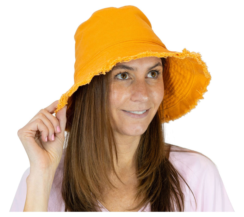 Sprigs Bucket Hat with Fray Edges & AdjustableRibbon Tie — View 7