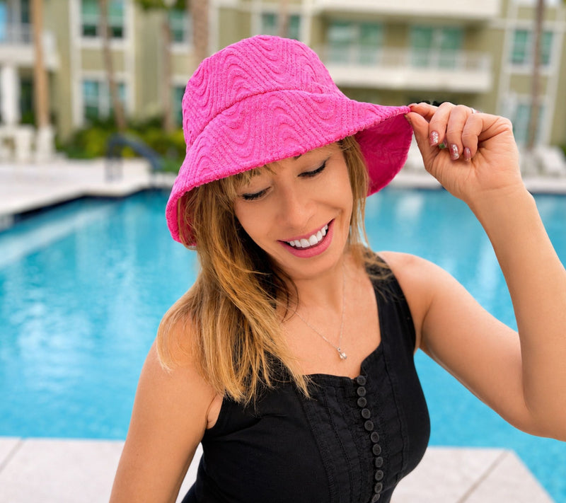 Sprigs Textured Terrycloth Bucket Hat w/ Adjustable Ribbon Tie — View 15