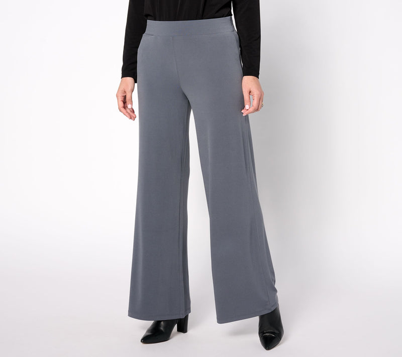 Susan Graver Modern Essential Pet Liquid Knit Wide-Leg Pants — View 5