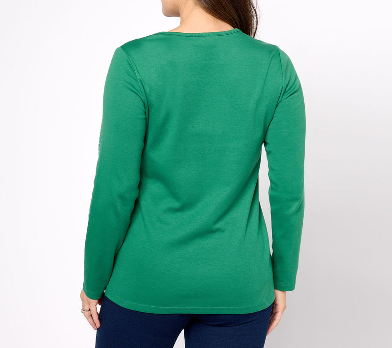 Quacker Factory White Christmas Long-Sleeve Top — View 12