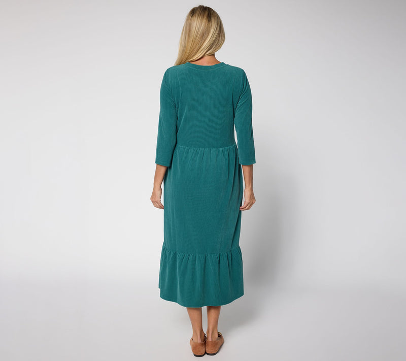 Denim & Co. Regular Heritage Velour Knit Midi Dress — View 16